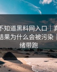 你可能不知道黑料网入口｜真正靠的是搜索结果为什么会被污染｜别被情绪带跑