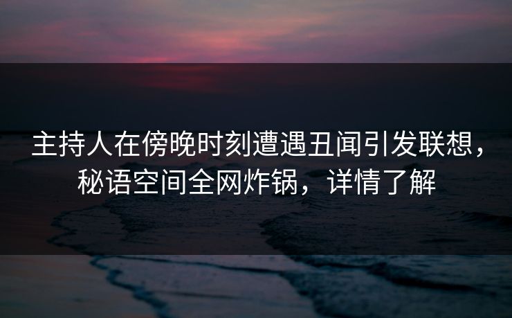 主持人在傍晚时刻遭遇丑闻引发联想，秘语空间全网炸锅，详情了解