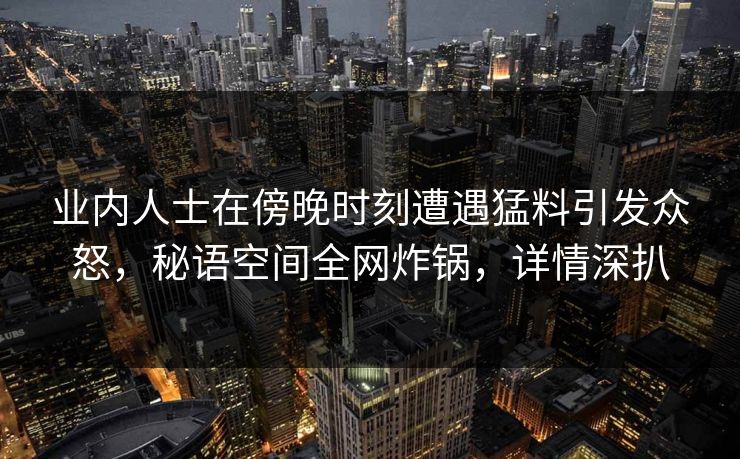 业内人士在傍晚时刻遭遇猛料引发众怒，秘语空间全网炸锅，详情深扒