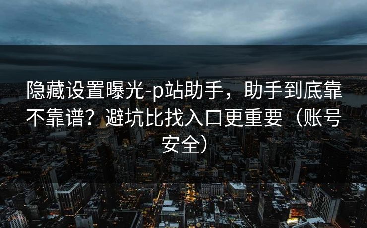 隐藏设置曝光-p站助手，助手到底靠不靠谱？避坑比找入口更重要（账号安全）